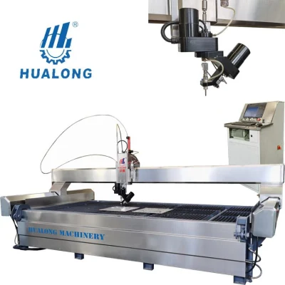 Hualong Stone Machinery telha de aço vidro 5 eixos CNC máquina de corte a jato de água para mármore granito